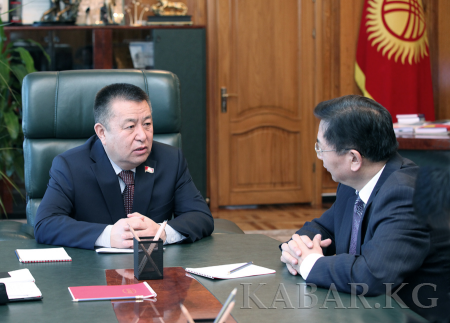 吉议会议长奇尼拜·吐尔孙别科夫接见中国驻吉大使肖清华
